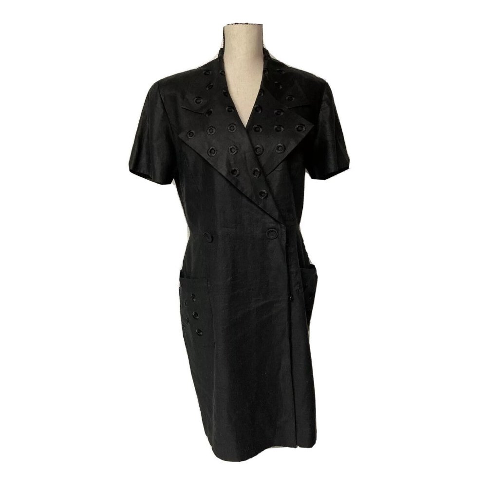 Elegant Black Double-Breasted Dress